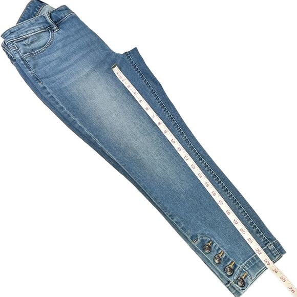 Talbots Petite Cropped Jeans Size 6P Blue Nautical Ankle Button Stone Wash Denim - Picture 11 of 11